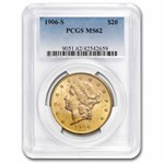 1906-S $20 Liberty Gold Double Eagle MS-62 PCGS