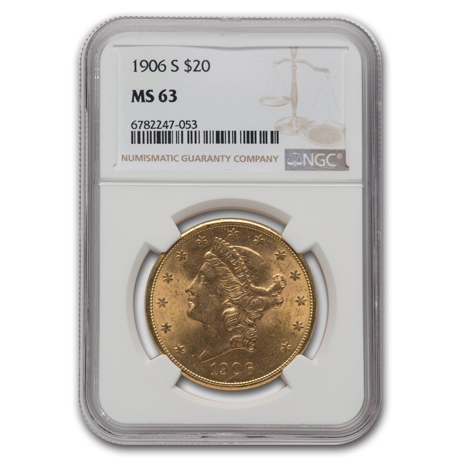 1906-S $20 Liberty Gold Double Eagle MS-63 NGC