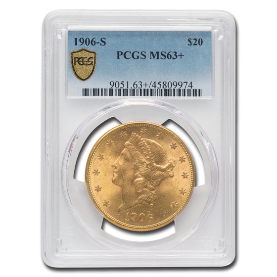 1906-S $20 Liberty Gold Double Eagle MS-63+ PCGS 1906-S $20 Liberty Gold Double Eagle MS-63+ PCGS