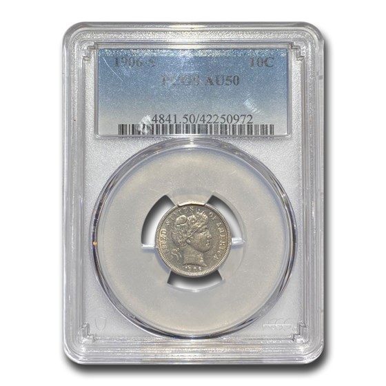 1906-S Barber Dime AU-50 PCGS 1906-S Barber Dime AU-50 PCGS