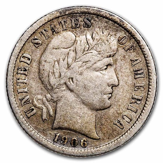 1906-S Barber Dime Fine 1906-S Barber Dime Fine