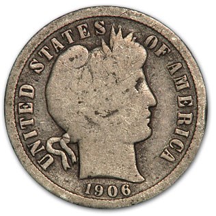 1906-S Barber Dime Good