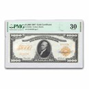 1907 $1,000 Gold Certificate VF-30 PMG (Fr#1219e)