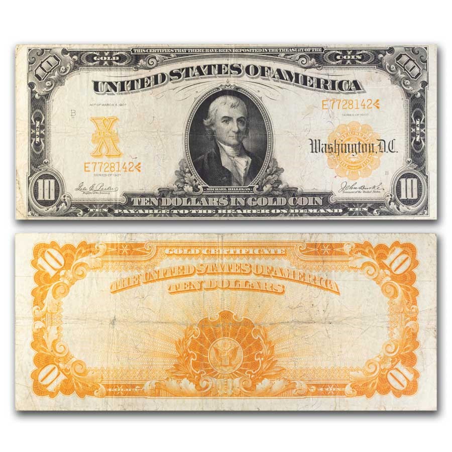 1907 $10 Gold Certificate Fine (Fr#1171)