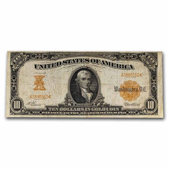 1907 $10 Gold Certificate Fine 1907 $10 Gold Certificate Fine