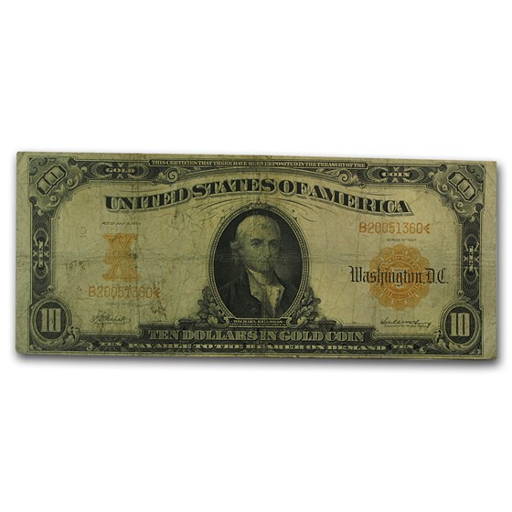 1907 $10 Gold Certificate Hillegas Fine 1907 $10 Gold Certificate Hillegas Fine