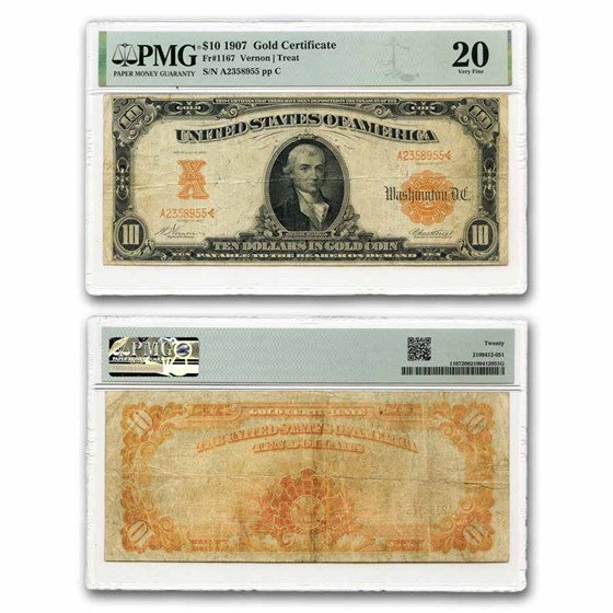 1907 $10 Gold Certificate VF-20 PMG (Fr#1167) 1907 $10 Gold Certificate VF-20 PMG (Fr#1167)