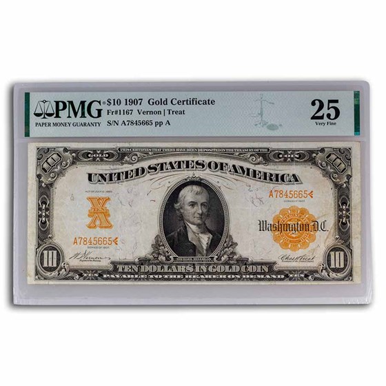 1907 $10 Gold Certificate VF-25 PMG (Fr#1167) 1907 $10 Gold Certificate VF-25 PMG (Fr#1167)