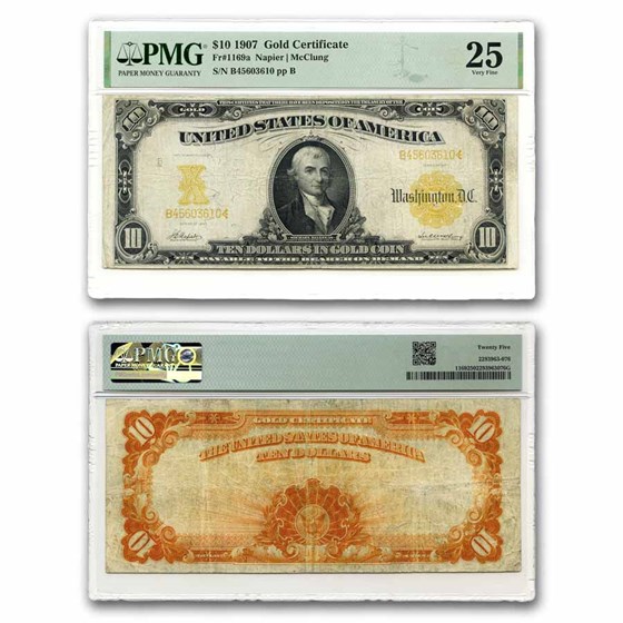 1907 $10 Gold Certificate VF-25 PMG (Fr#1169) 1907 $10 Gold Certificate VF-25 PMG (Fr#1169)
