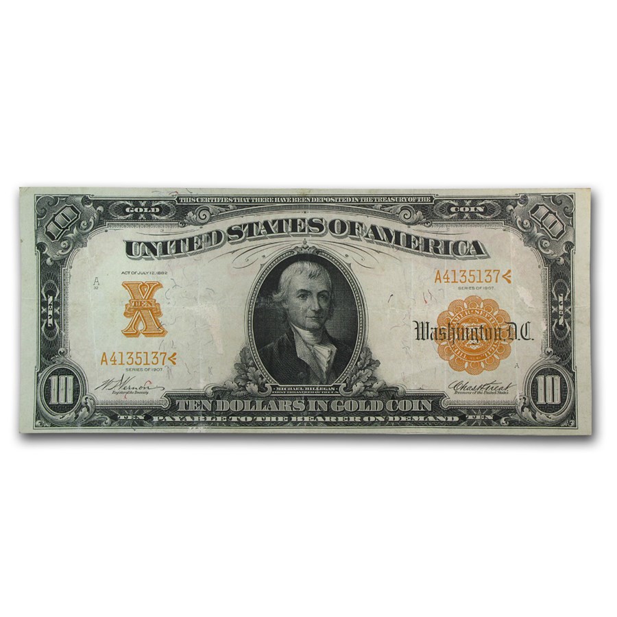 1907 $10 Gold Certificate VF (Fr#1167)