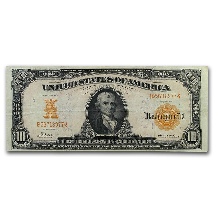 1907 $10 Gold Certificate VF (Fr#1169)