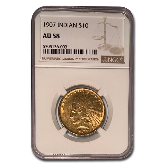 1907 $10 Indian Gold Eagle AU-58 NGC 1907 $10 Indian Gold Eagle AU-58 NGC