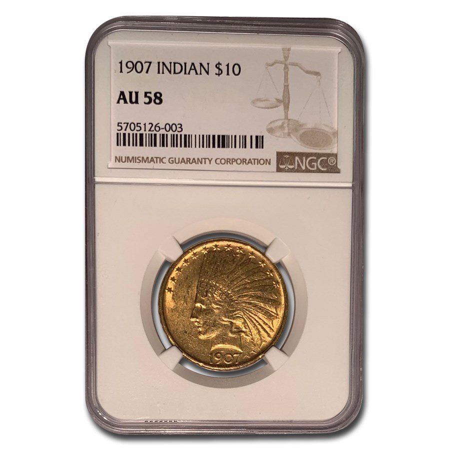 1907 $10 Indian Gold Eagle AU-58 NGC