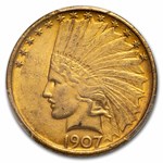 1907 $10 Indian Gold Eagle AU-58 PCGS (St. Gaudens label)