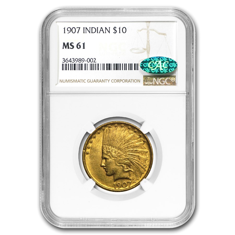 1907 $10 Indian Gold Eagle MS-61 NGC CAC