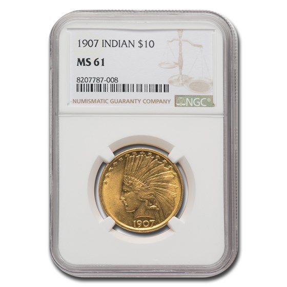 1907 $10 Indian Gold Eagle MS-61 NGC
