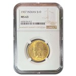 1907 $10 Indian Gold Eagle MS-63 NGC