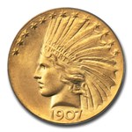 1907 $10 Indian Gold Eagle Wire Edge MS-64 PCGS