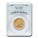 1907 $10 Indian Gold Eagle Wire Edge MS-64 PCGS