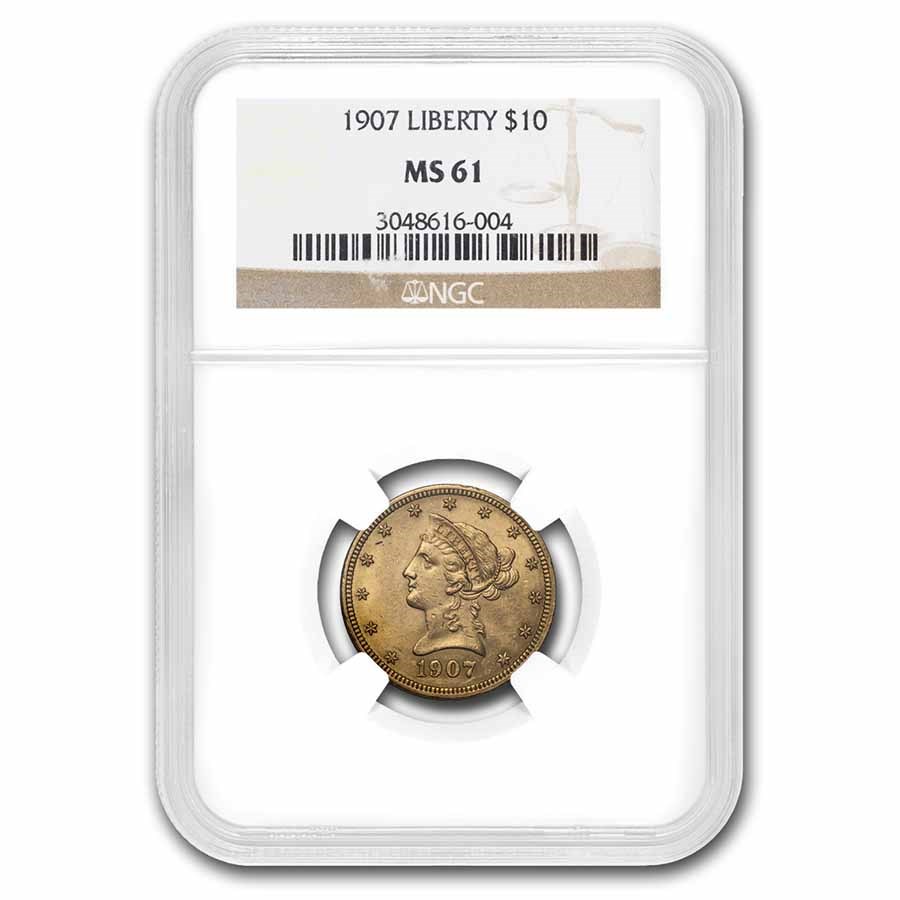 1907 $10 Liberty Gold Eagle MS-61 NGC
