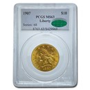 1907 $10 Liberty Gold Eagle MS-63 PCGS CAC