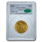 1907 $10 Liberty Gold Eagle MS-63 PCGS CAC