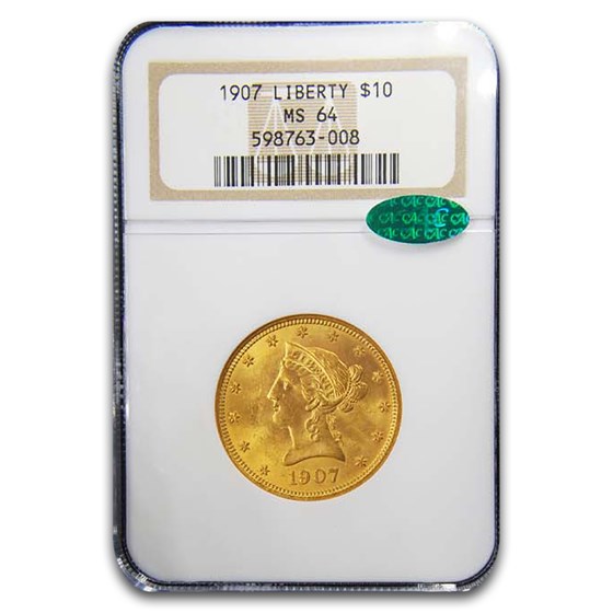 1907 $10 Liberty Gold Eagle MS-64 NGC CAC