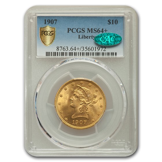 1907 $10 Liberty Gold Eagle MS-64+ PCGS CAC 1907 $10 Liberty Gold Eagle MS-64+ PCGS CAC
