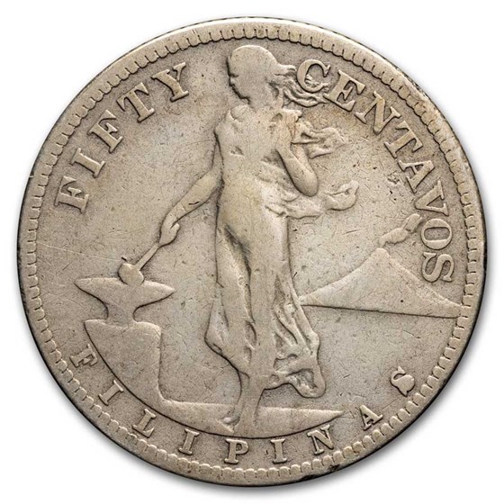 1907-1921 Philippines 50 Centavos Silver Avg Circ (Random Dates) 1907-1921 Philippines 50 Centavos Silver Avg Circ (Random Dates)