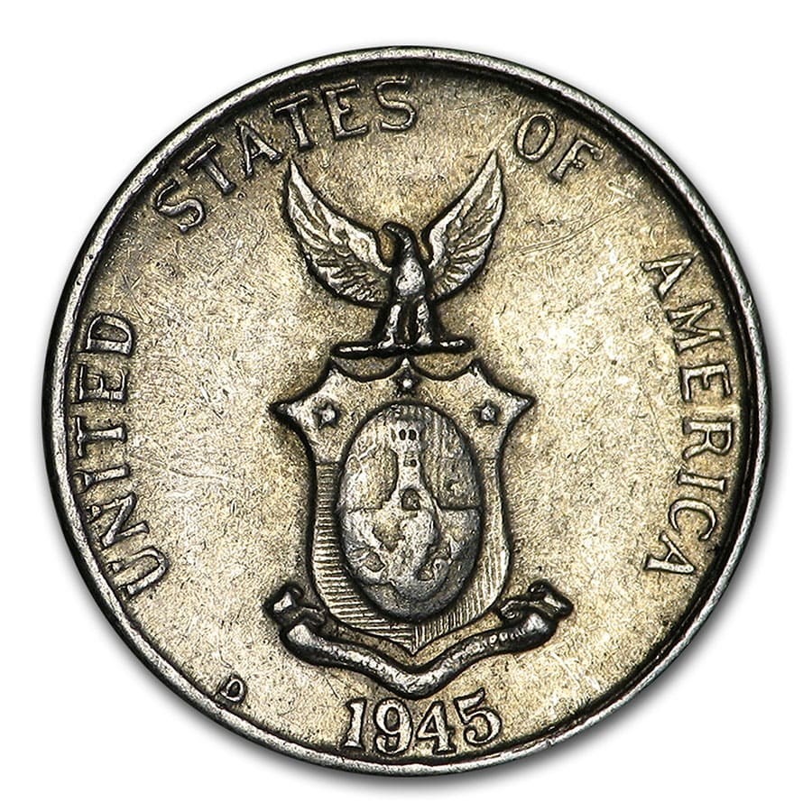 1907-1946 Philippines Silver 10 Centavos Avg Circ