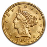 1907 $2.50 Liberty Gold Quarter Eagle MS-62 PCGS