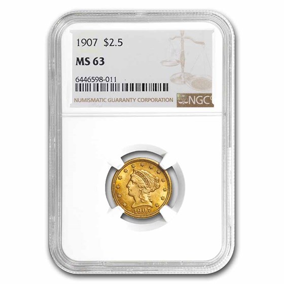 1907 $2.50 Liberty Gold Quarter Eagle MS-63 NGC 1907 $2.50 Liberty Gold Quarter Eagle MS-63 NGC
