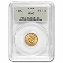1907 $2.50 Liberty Gold Quarter Eagle MS-63 PCGS