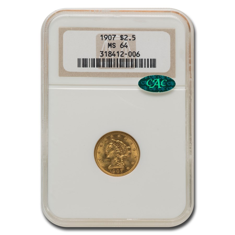 1907 $2.50 Liberty Gold Quarter Eagle MS-64 NGC CAC
