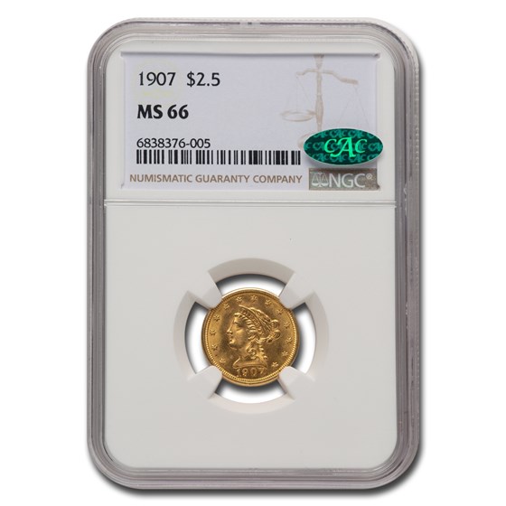 1907 $2.50 Liberty Gold Quarter Eagle MS-66 NGC CAC 1907 $2.50 Liberty Gold Quarter Eagle MS-66 NGC CAC
