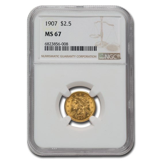 1907 $2.50 Liberty Gold Quarter Eagle MS-67 NGC 1907 $2.50 Liberty Gold Quarter Eagle MS-67 NGC