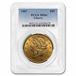 1907 $20 Liberty Gold Double Eagle MS-61 PCGS