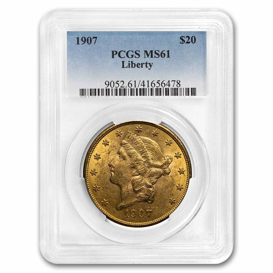 1907 $20 Liberty Gold Double Eagle MS-61 PCGS