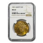 1907 $20 Liberty Gold Double Eagle MS-63 NGC