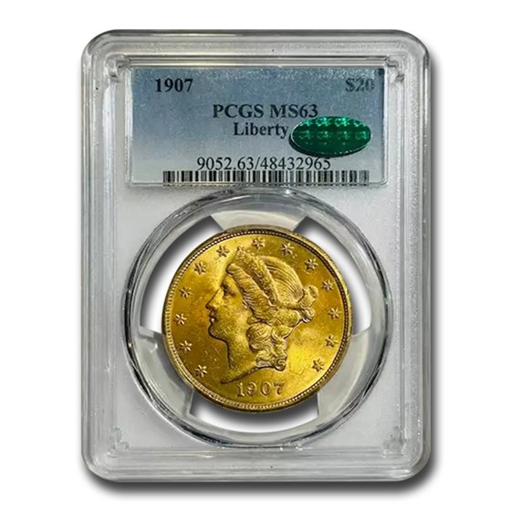 1907 $20 Liberty Gold Double Eagle MS-63 PCGS (CAC) 1907 $20 Liberty Gold Double Eagle MS-63 PCGS (CAC)