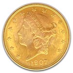 1907 $20 Liberty Gold Double Eagle MS-63+ PCGS