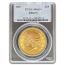 1907 $20 Liberty Gold Double Eagle MS-63+ PCGS