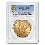 1907 $20 Liberty Gold Double Eagle MS-63 PCGS