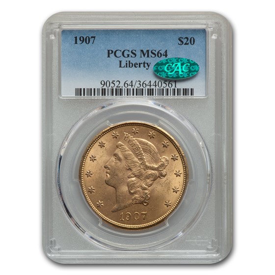 1907 $20 Liberty Gold Double Eagle MS-64 PCGS CAC 1907 $20 Liberty Gold Double Eagle MS-64 PCGS CAC