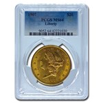 1907 $20 Liberty Gold Double Eagle MS-64 PCGS