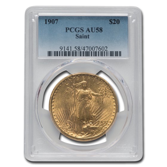 1907 $20 Saint-Gaudens Gold Double Eagle AU-58 PCGS 1907 $20 Saint-Gaudens Gold Double Eagle AU-58 PCGS