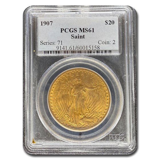 1907 $20 Saint-Gaudens Gold Double Eagle MS-61 PCGS 1907 $20 Saint-Gaudens Gold Double Eagle MS-61 PCGS