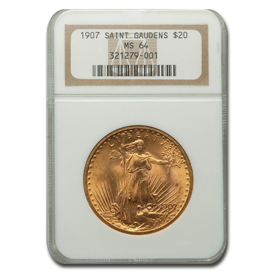 1907 $20 Saint-Gaudens Gold Double Eagle MS-64 NGC