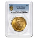 1907 $20 Saint-Gaudens Gold Double Eagle MS-64+ PCGS
