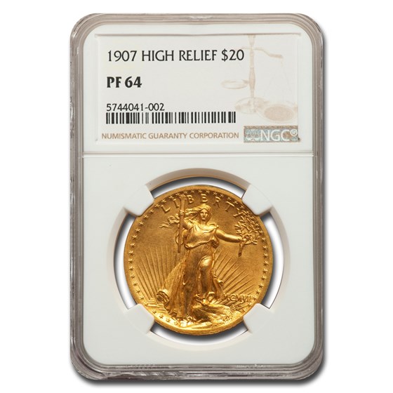 1907 $20 Saint-Gaudens Gold High Relief Double Eagle PF-64 NGC 1907 $20 Saint-Gaudens Gold High Relief Double Eagle PF-64 NGC